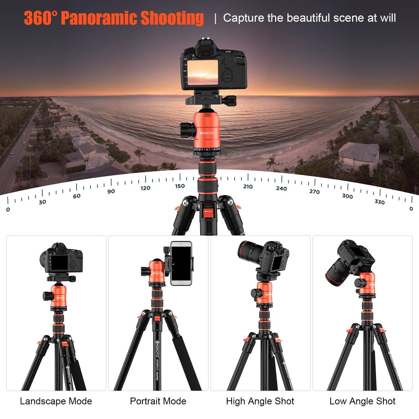 [Upgrade Version] GEEKOTO 77'' Aluminum Camera Stand & Monopod, Foldable Travel Gear with 360° Ball Head and Quick Release Plate for DSLR, Work,