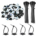 140 Pack 3/4" Zip Tie Adhesive Mounts Self Adhesive Cable Base Holders with Multi-Purpose Tie wire clips with screw hole,Anchor stick on wire