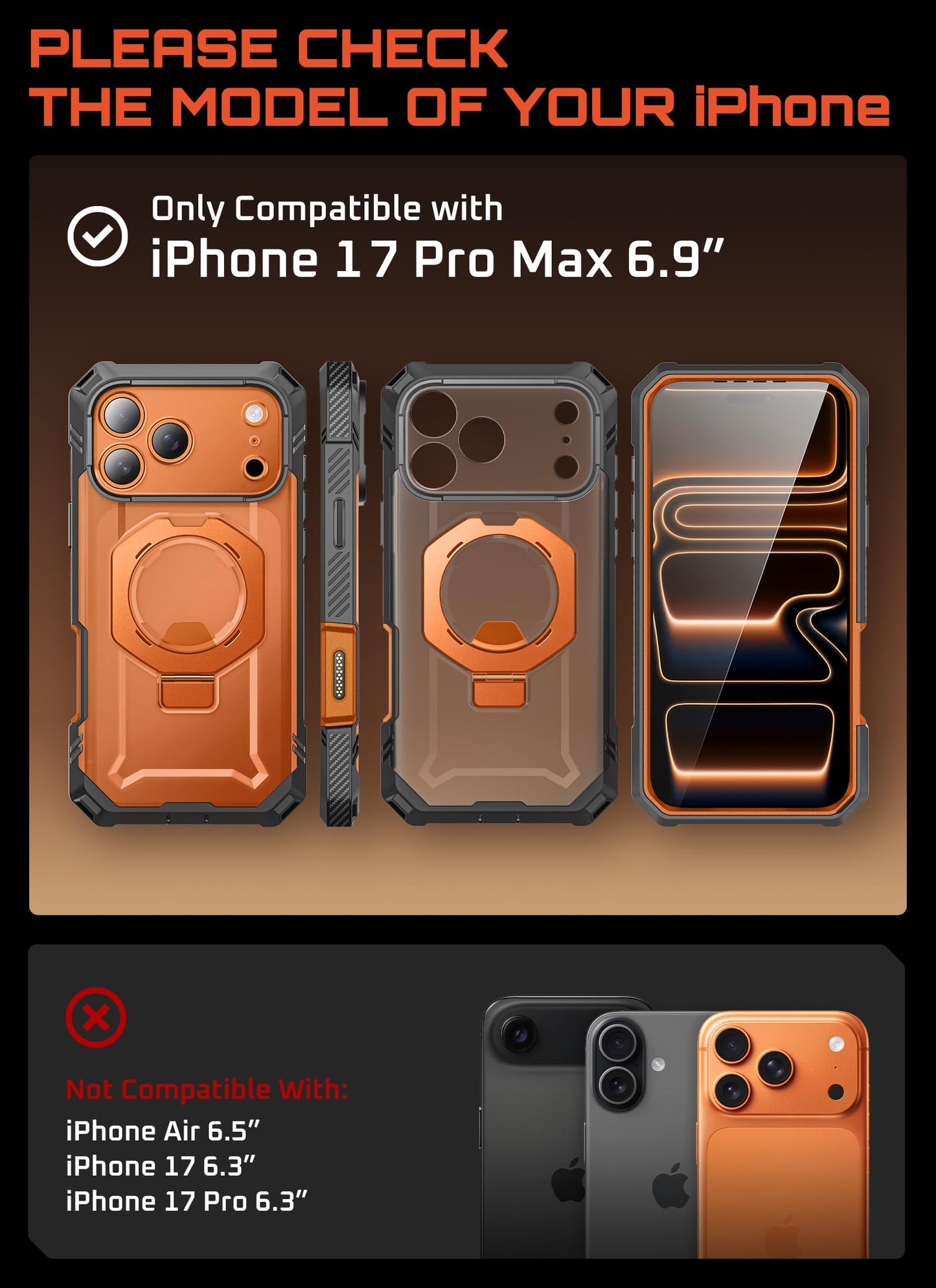 SUPCASE for iPhone 17 Pro Max Case (UBGrip Pro), [Built-in Tempered Glass Screen Protector & Stand] [Camera Control Cover] [Compatible with MagSafe]