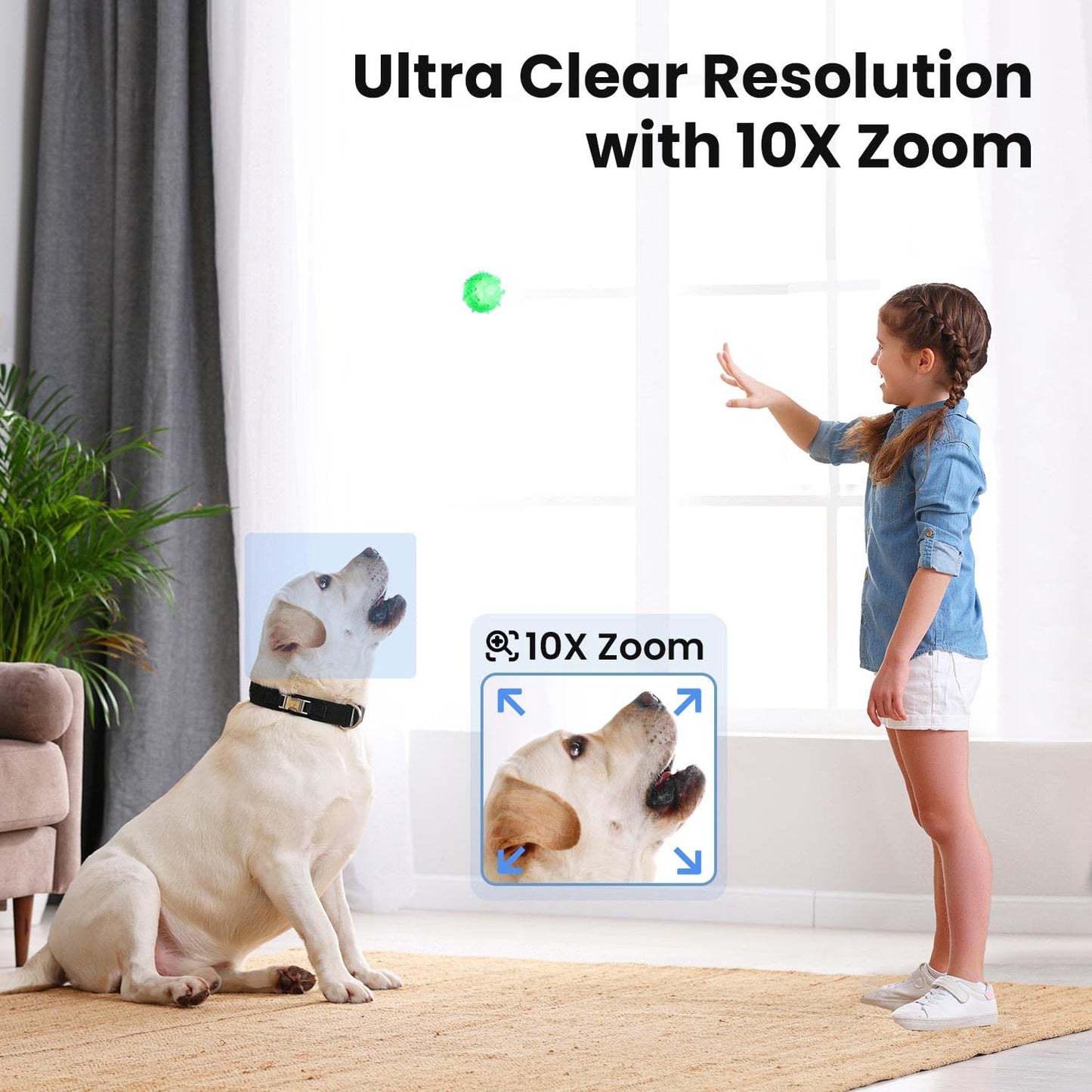 ANCARLA Security Camera Indoor, Cameras for Home Security Indoor, 360° Pan&Tilt, Pet/Dog/Baby Camera with Phone App, Motion Detection and Tracking