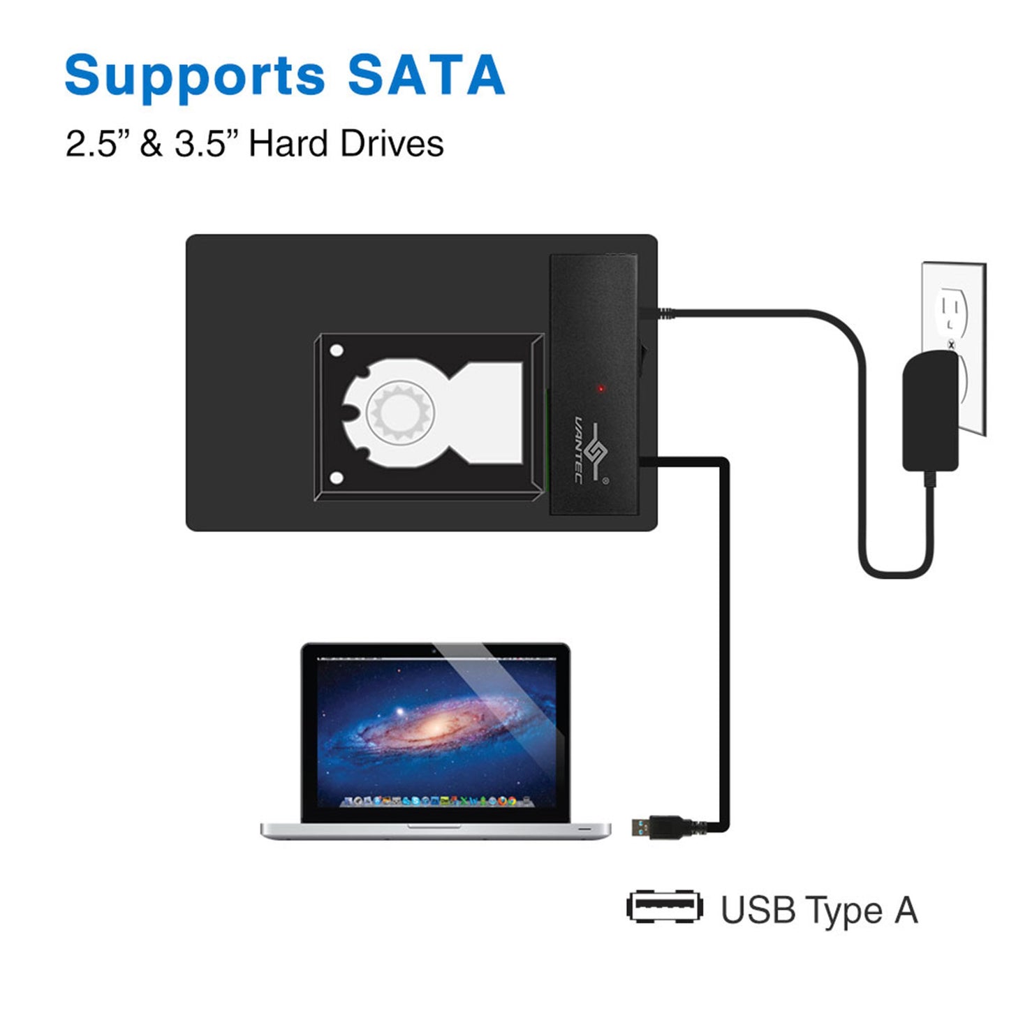 Vantec CB-ST00U3 NexStar USB 3.0 to SATA 6Gbps Optical/Storage Adapter, Black