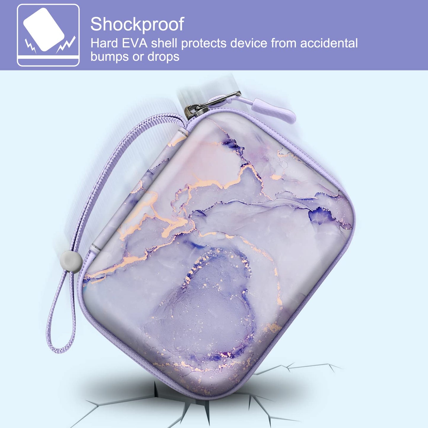 Fintie Protective Case for Canon Ivy 2 Mini, Canon Ivy CLIQ2 / CLIQ+2 Instant Camera Photo Printer - Shockproof Hard Shell Carrying Case, Lilac Marble