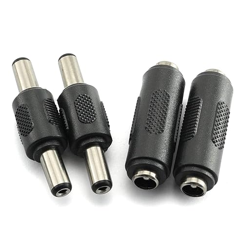 RLECS 2pcs DC 5.5x2.1mm Male to Male Power Plug Connector & 2pcs DC 5.5x2.1mm Female to Female Power Jack Connector Adapter for CCTV