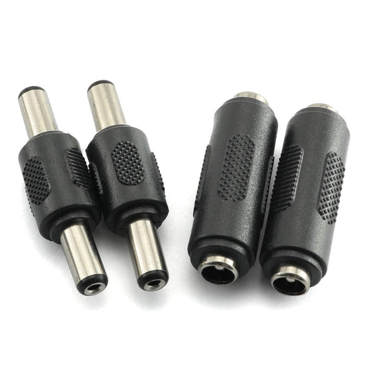RLECS 2pcs DC 5.5x2.1mm Male to Male Power Plug Connector & 2pcs DC 5.5x2.1mm Female to Female Power Jack Connector Adapter for CCTV