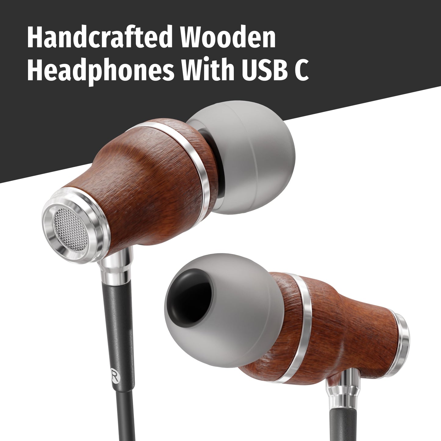 Symphonized NRG Premium Genuine Wood In-ear Noise-isolating Headphones, Earbuds, Earphones with Microphone (Pink)