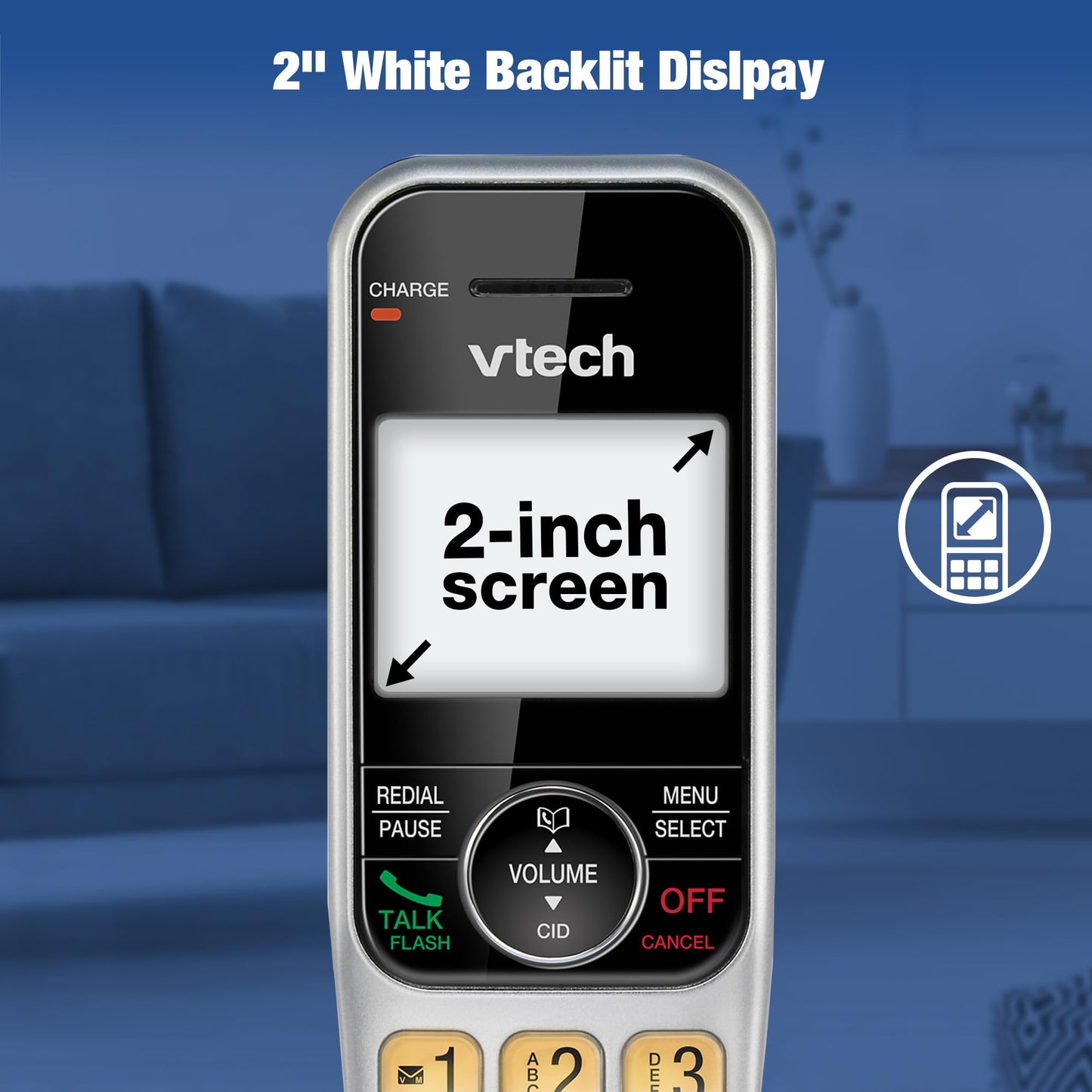 VTech 2-Handsets Cordless Phone System for Home with Call Block, Large Display & Buttons, Backlit Screen, Full-Duplex Speakerphone, Caller ID/Call