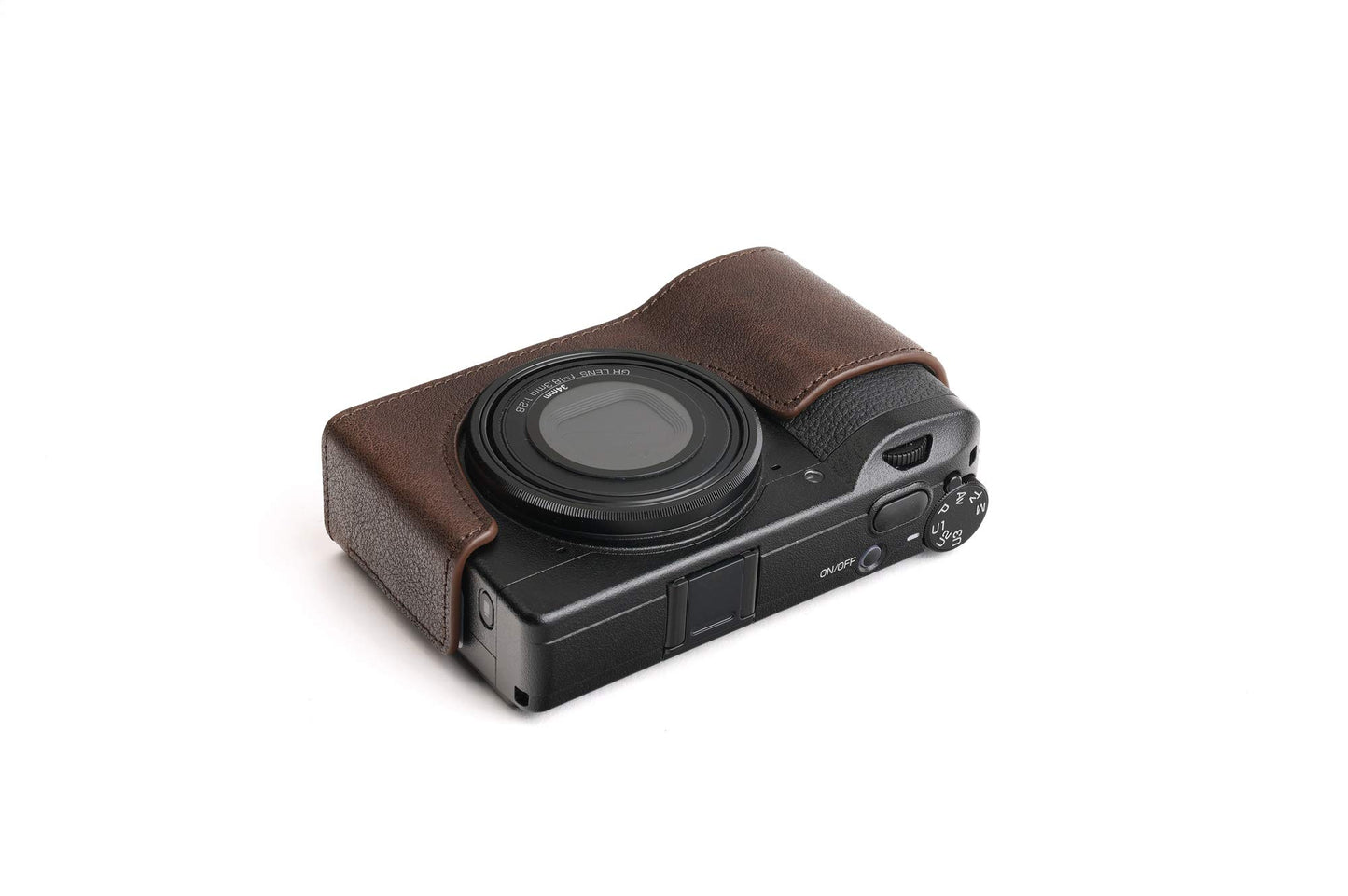 GR III Camera Case, BolinUS Handmade Genuine Real Leather Half Camera Case Bag Cover for Ricoh GR III GR3 Camera Bottom Opening Version + Hand Strap