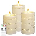 Upinmz Flickering Flameless Candles with String Lights, Battery Operated Candle, LED Candles Unbreakable Acrylic Candles with Remote Control and Timer