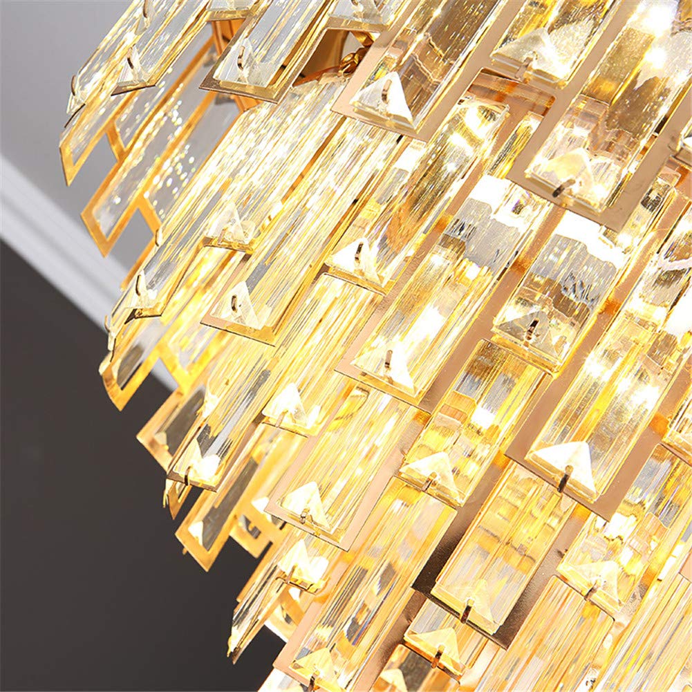 Angry Pryo 42" Luxury Crystal Retractable Ceiling Fan with LED Lights and Remote,3 Color 3 Speed Silent Motor Ceiling Fan Chandelier for Living Room