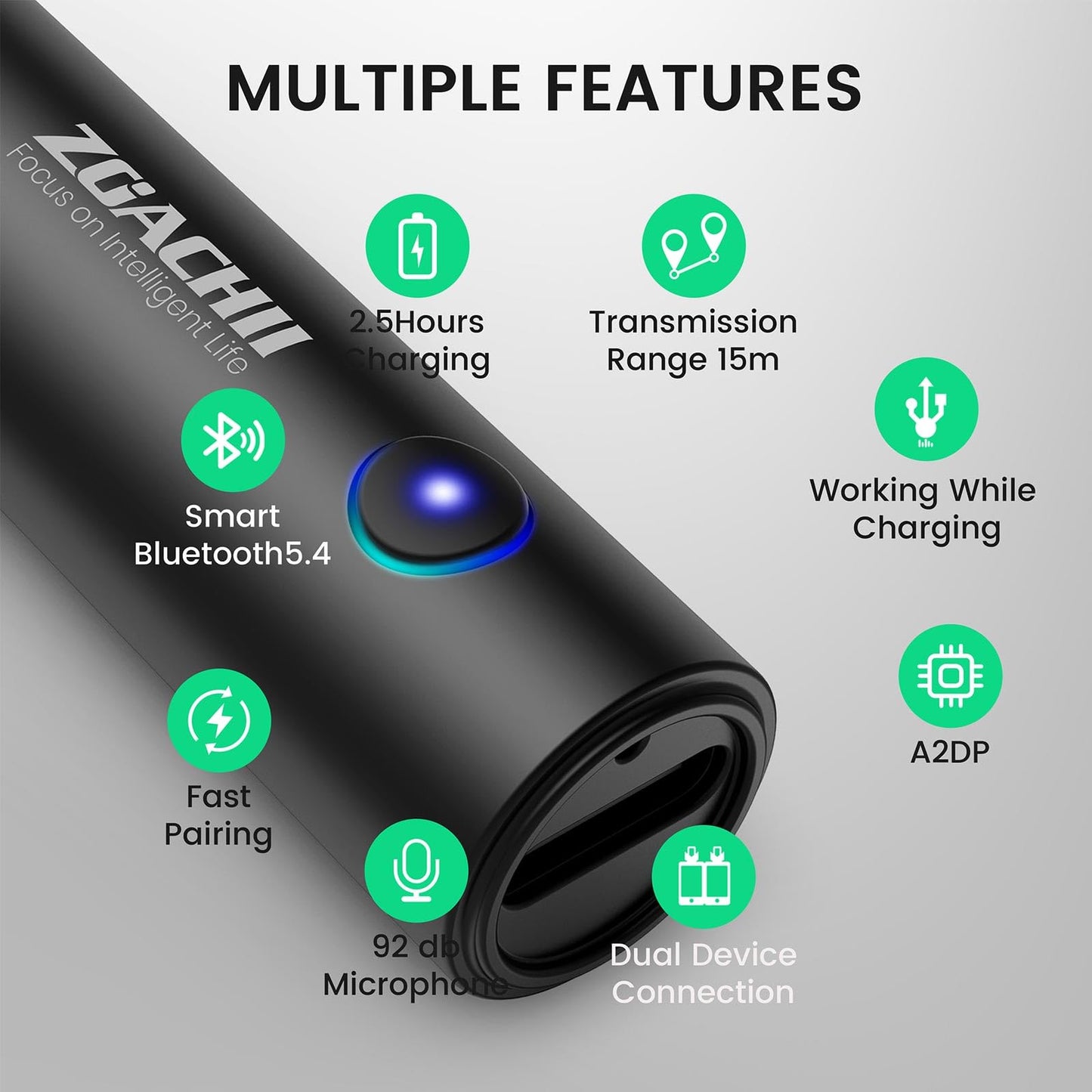 Bluetooth Aux Adapter for Car, Wireless Bluetooth 5.4 Receiver with 3.5mm Jack, 6H Playtime, HiFi Stereo for Vehicle Truck Home Stereo Speaker Music