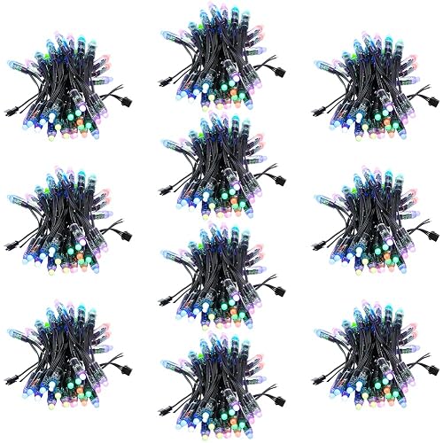 ALITOVE WS2811 RGB LED Pixels Light Individually Addressable 12mm Diffused Full Color Bullet Pixels DC 5V IP68 Waterproof 500pcs for Outdoor LED