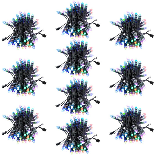 ALITOVE WS2811 RGB LED Pixels Light Individually Addressable 12mm Diffused Full Color Bullet Pixels DC 5V IP68 Waterproof 500pcs for Outdoor LED