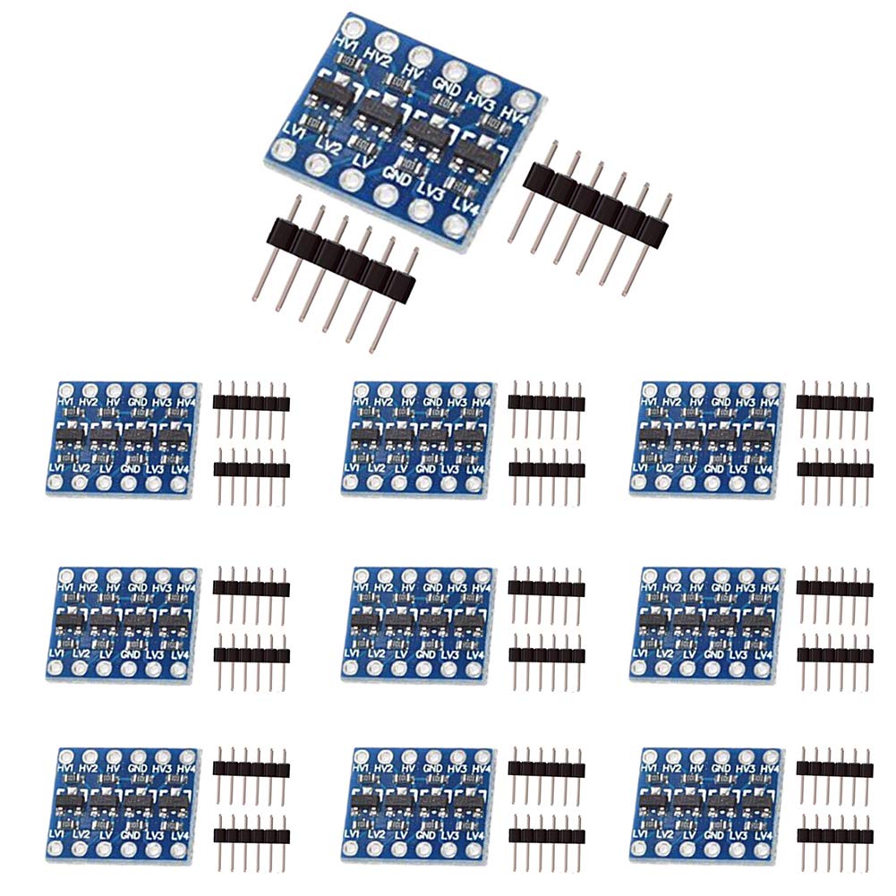 KeeYees 10pcs 4 Channels IIC I2C Logic Level Converter Bi-Directional Module 3.3V to 5V Shifter for Arduino (Pack of 10)
