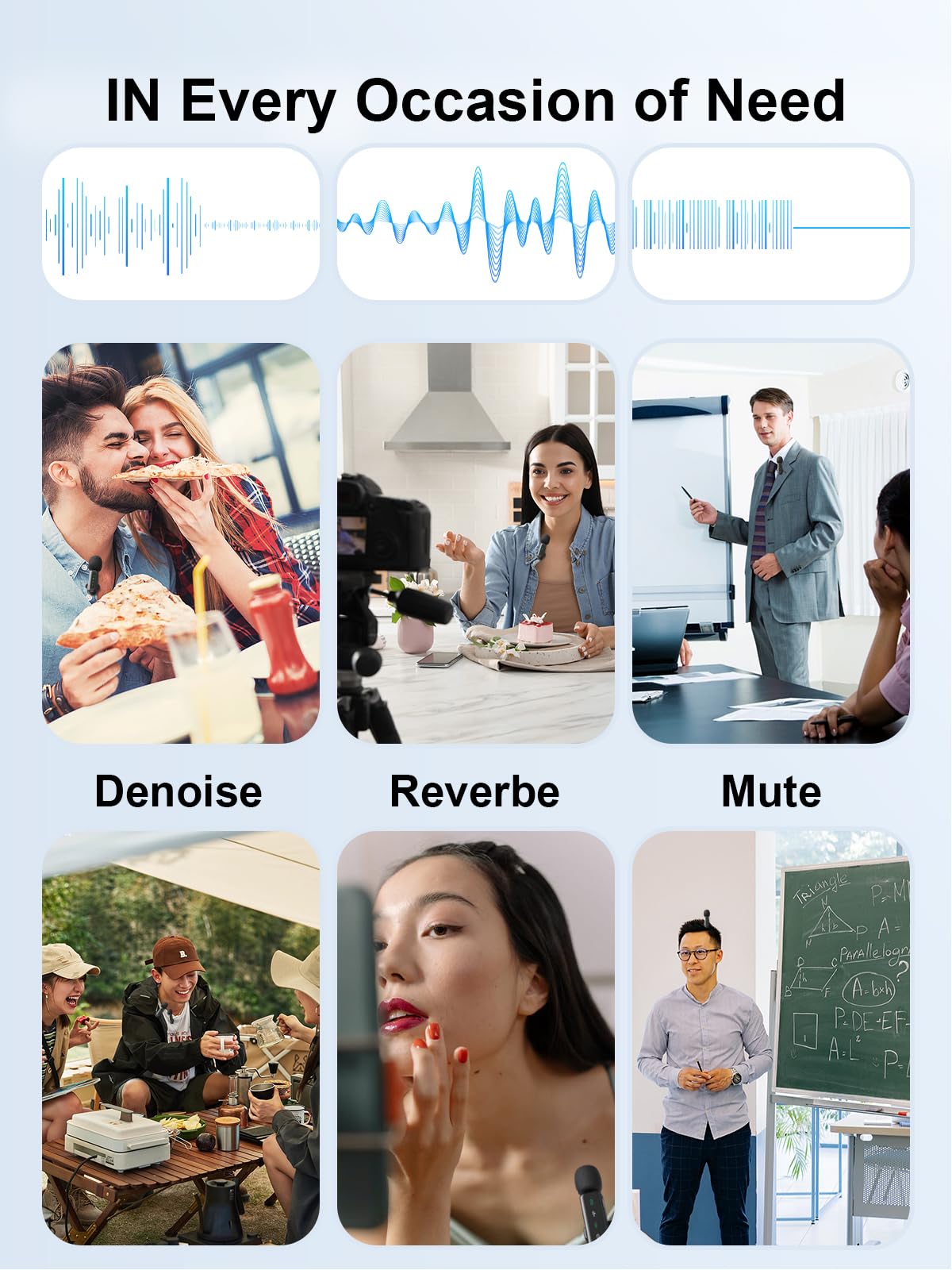 BILIWAL Wireless Lavalier Microphone, Noise Cancelling Lapel Recording Entry-Level 2 Pack Mics, 3IN1 Port for Most Devices