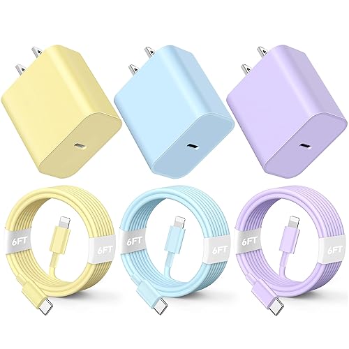 for Phone Charger Fast Charging, [3Pack 6FT] 20W PD USB C Wall Charger Block with Type C to ightning Cable Compatible with iPhone 14/13/12 Pro…