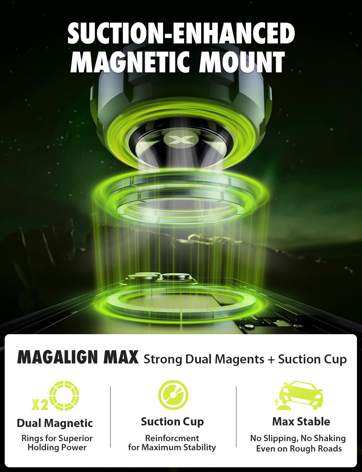 Bracketron Magnetic Car Mount for Cell Phone, MagAlign Max Car Vent Phone Mount?Strongest Magnetic+ Suction?, Vent Phone Mount for Car for iPhone 17