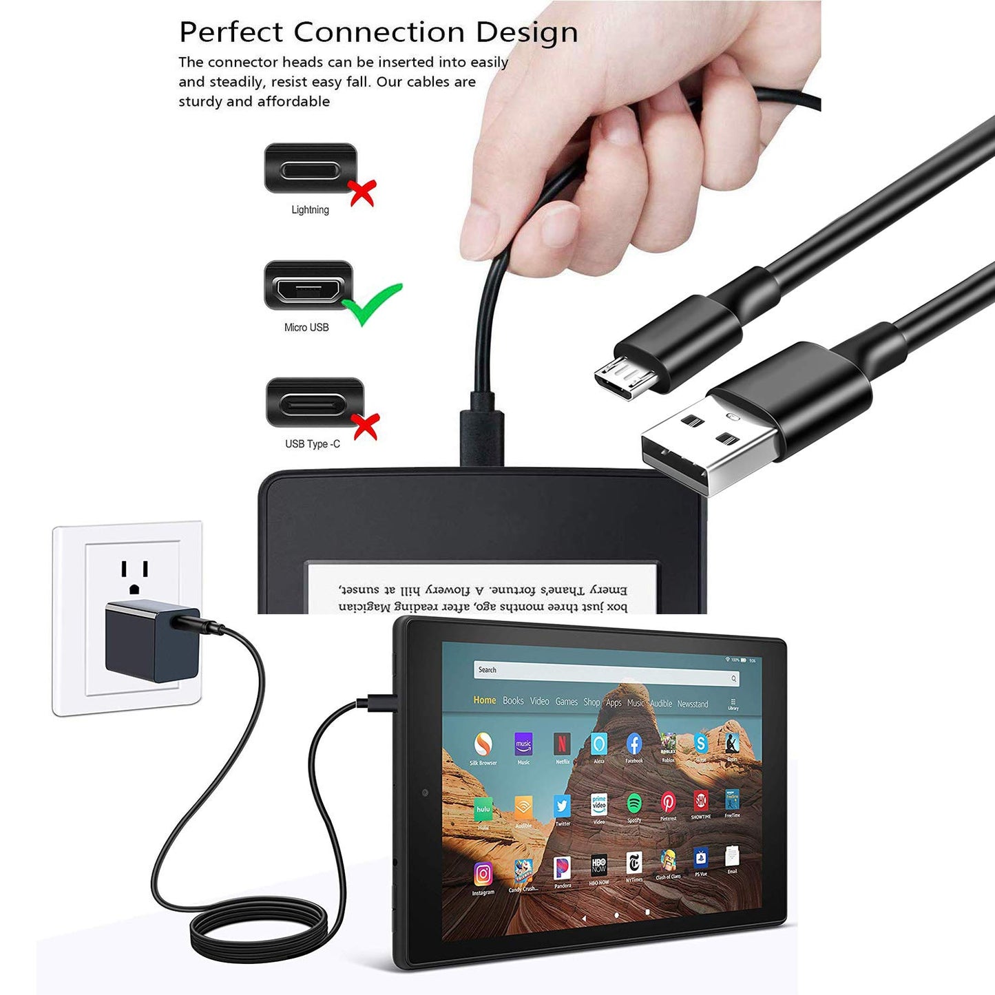 2 Pack Charger Charging Micro USB Cable for Samsung Galaxy Tab A 8.0" 7.0" 9.7" 10.1",E,S,S2,3,4,Tab 3 4 Tablet CE0168, Note 4 5 J3 Phone, Xbox One