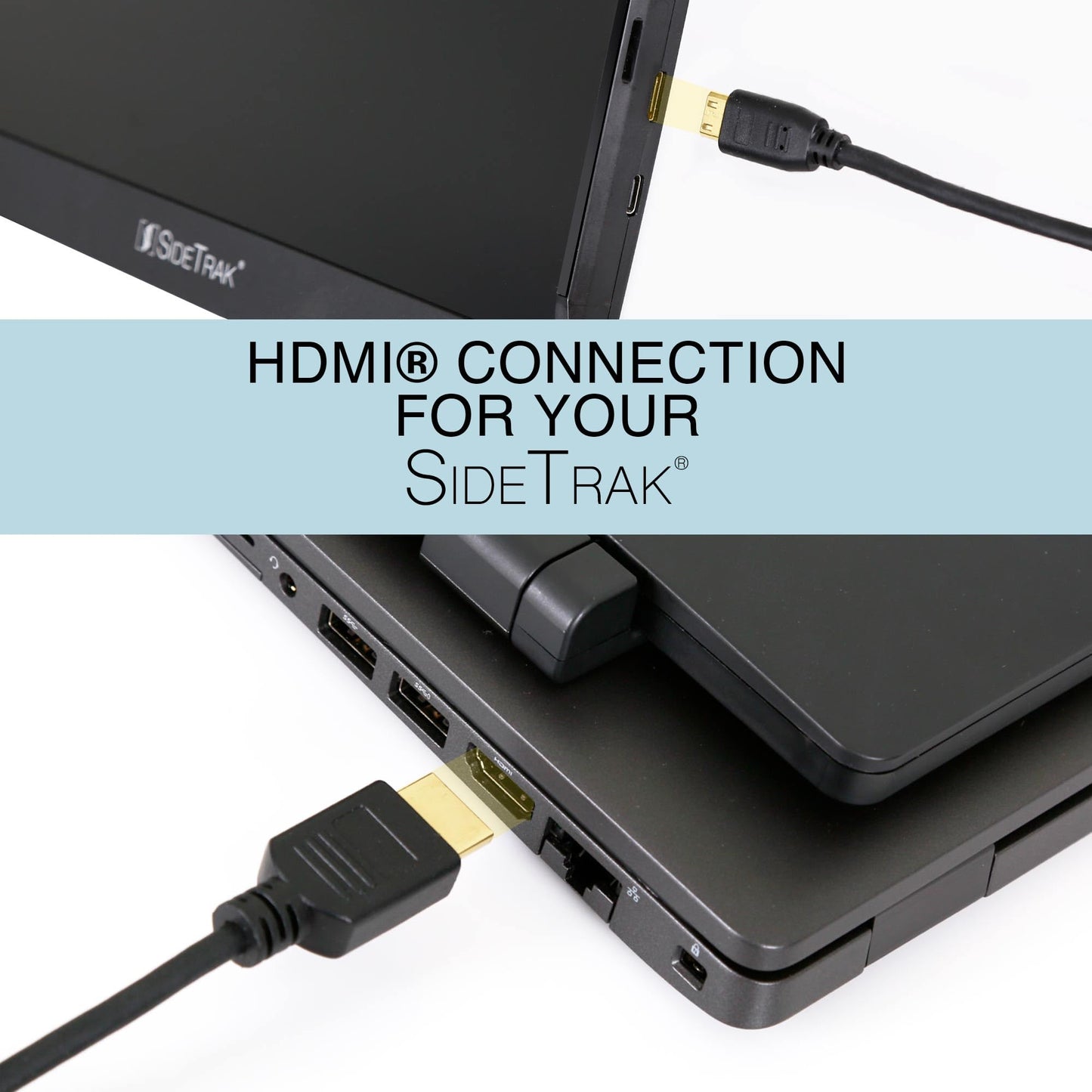 SideTrak Portable Monitor 3ft HDMI Cord | HDMI to Mini HDMI Cable | Compatible Swivel & Solo | Durable, Flexible, Tangle-Free Cord | Black