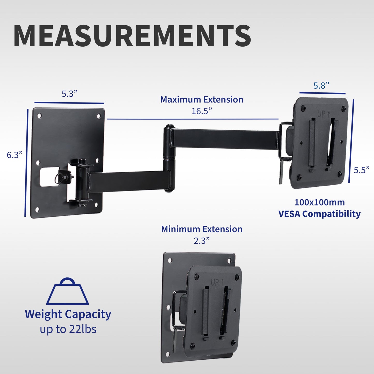 VIVO Sturdy Plastic Polymer and Steel RV TV Mount with Articulating Arm, VESA 100x100mm Mounting Pattern, Holds up to 22 lbs, Wall Bracket for Indoor