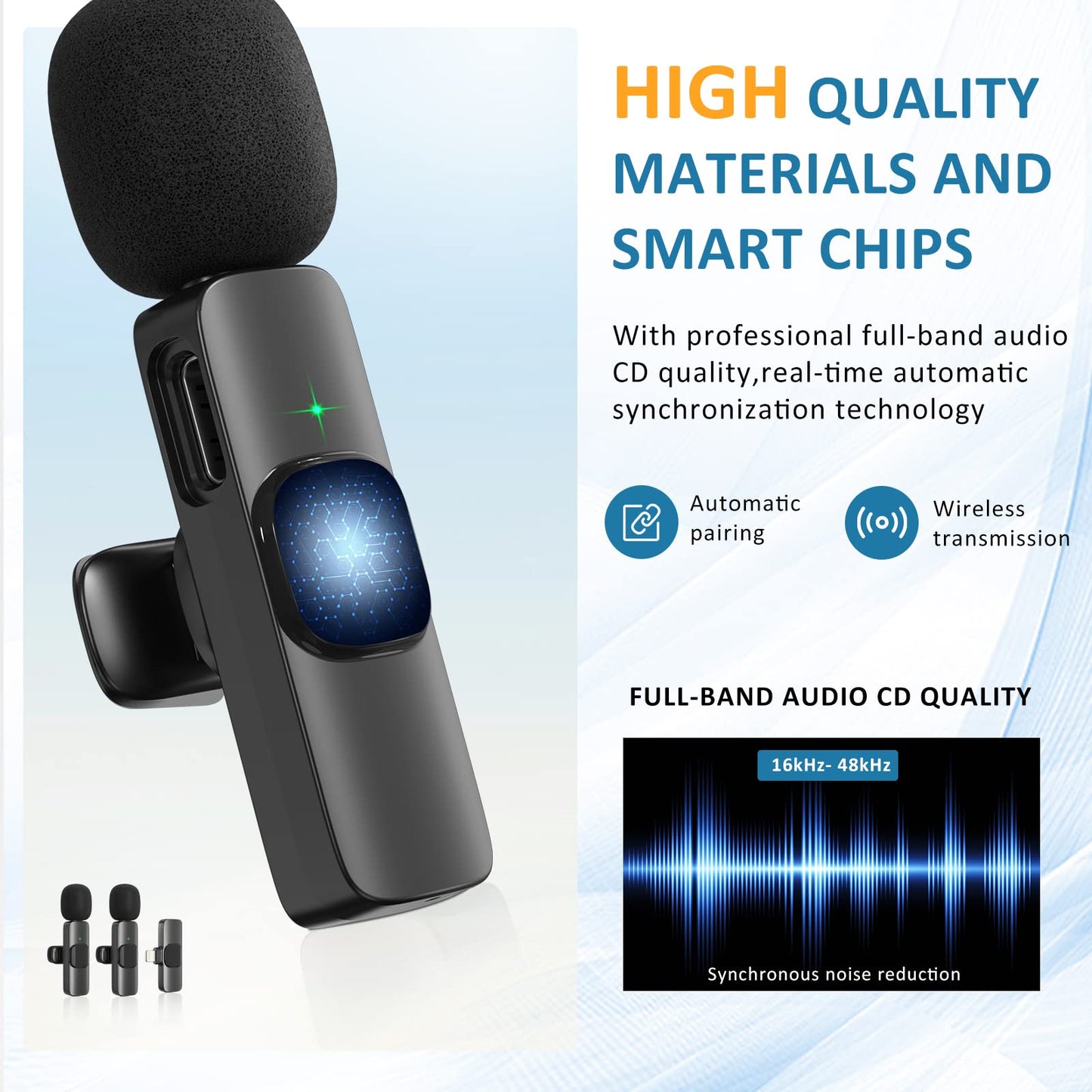 JUMAOCIO Wireless lavalier Microphone, Microphone for iPhone,2-in-1 for iPhone and iPad, Interview,Live Steam?Youtubers?Vloggers?TikTok