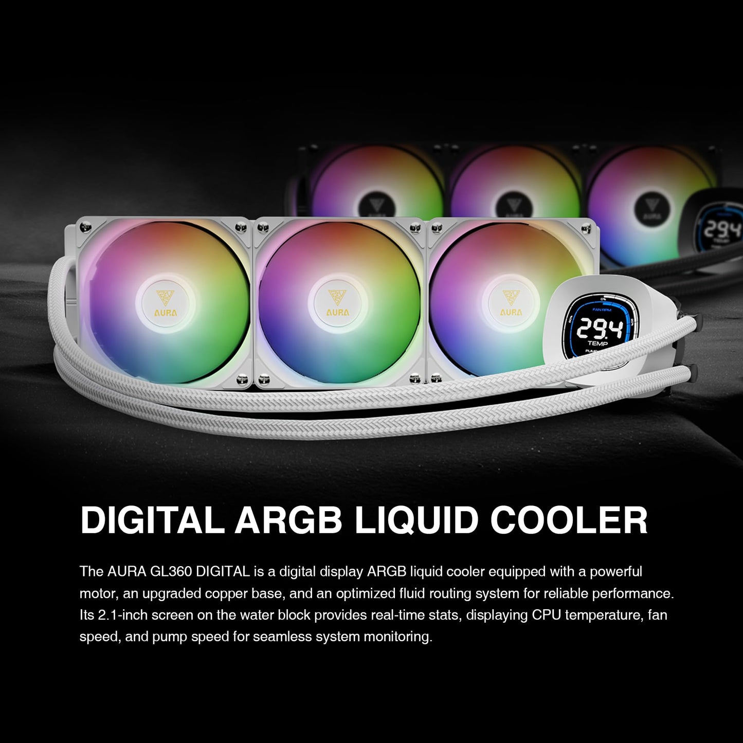 GAMDIAS Aura GL360 Digital WH AIO PC CPU Liquid Cooler