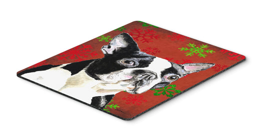 Caroline's Treasures SC9400MP Boston Terrier Red Green Snowflakes Christmas Mouse Pad, Hot Pad or Trivet for Home Office Gaming Working Computers