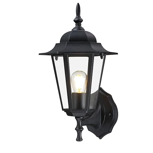 GRUENLICH Outdoor Wall Lantern, Wall Sconce as Porch Lighting Fixture with E26 Medium Base, Aluminum Housing Plus Glass, Water-Proof Rated, Bulb Not