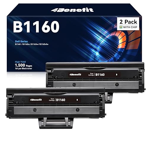 4Benefit Replacement Compatible Toner Cartridge Replacement for Dell B1160 Laser Printer B1163w, B1165nfw, B1160, B1160W (2-Pack)