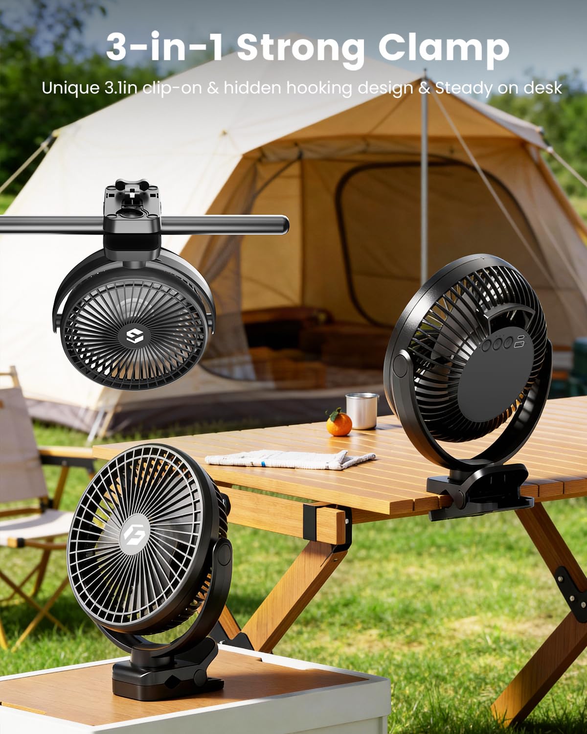 40000mAh Clip on Fan - 150H Working Time Rechargeable Fans for Golf Cart
