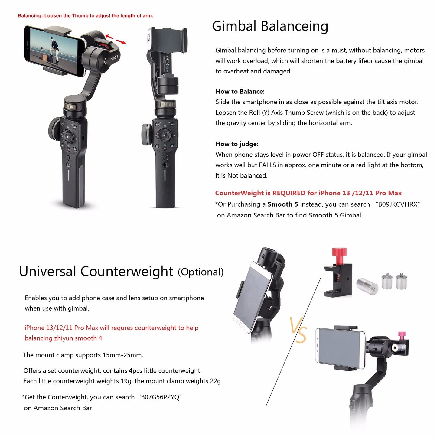 Zhiyun Smooth 4 Gimbal Stabilizer for Smartphone iPhone Android Cell Phone 3-Axis Handheld Gimbal for Vlogging YouTube Vlog TikTok Instagram Live