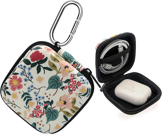 PowerDriver Earbud Case,Headphone Organizer Earbud Storage Bag, Hard EVA Shockproof Cover Carrying Case with Carabiner Clip Compatible with AirPods 4