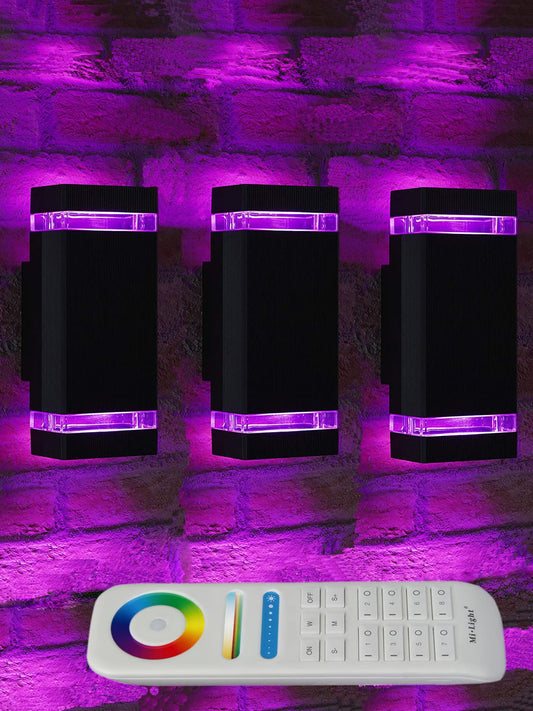 iYogaled Up and Down Outdoor Wall Lights, Mi.Light Remote Control Warm White 1000lm Color Changing RGB-CCT Outdoor Wall Light IP65,Smart Light Bulb