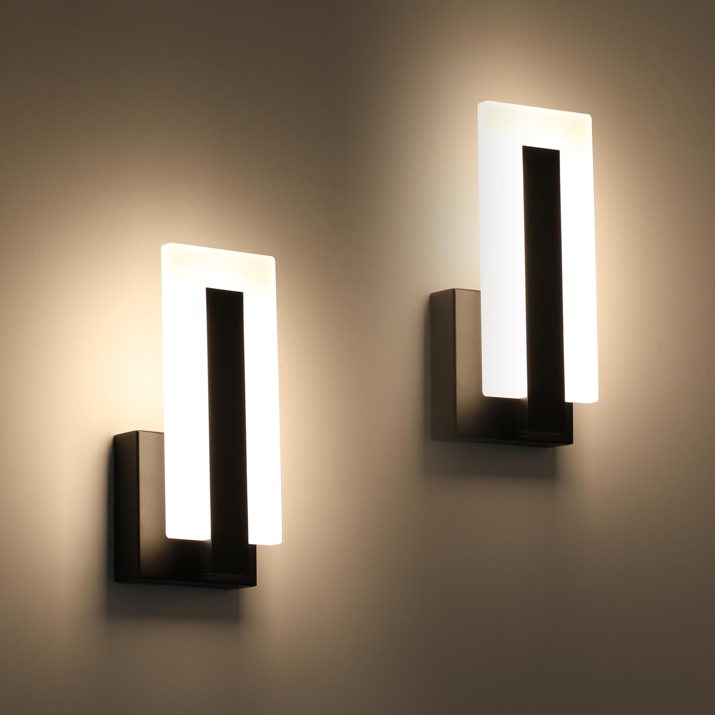 Joosenhouse Modern LED Wall Sconces Up and Down Wall Mount Light Black 3000K Warm White Wall Lights Set of 2, Indoor Wall Lighting for Hallways