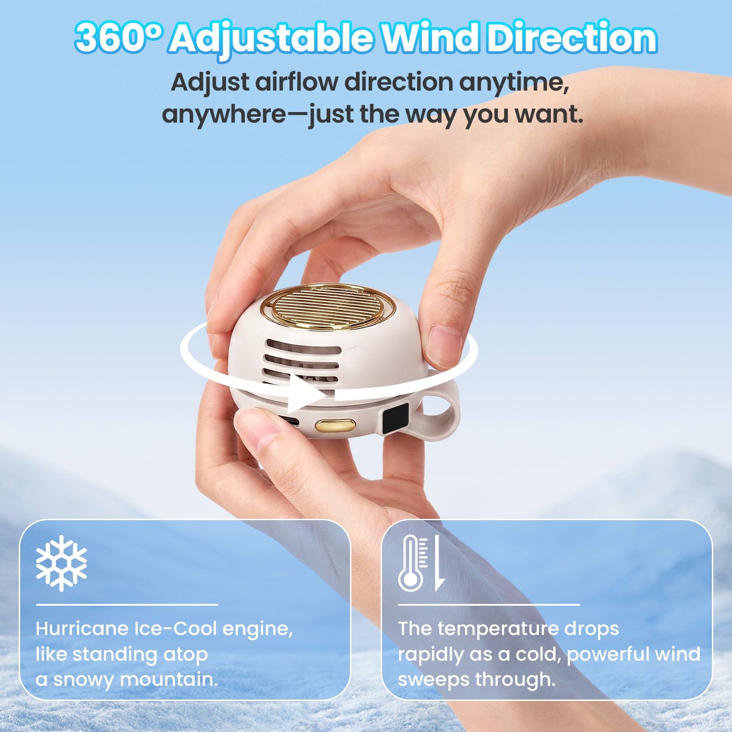keilyht Portable Silent Mini Bladeless Fan Clip On, Adjustable 5 Speeds 360° Rotatable Clip on Fan for Shirt & Waist, USB Rechargeable Small Whirlwind