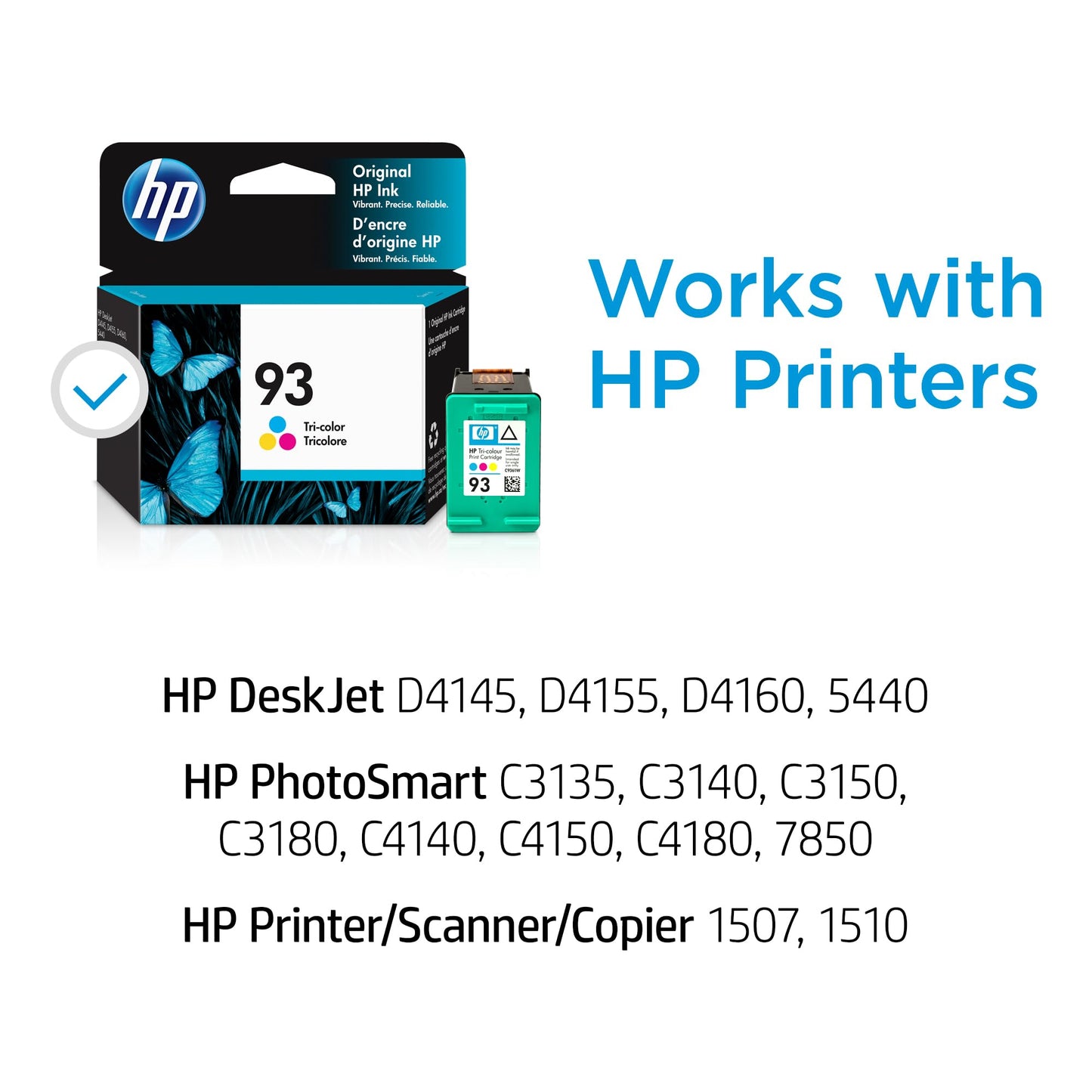 HP Original 93 Tri-Color Ink Cartridge | Works DeskJet D4100, 5440 PhotoSmart C3100, C4100, 7850 PSC 1500 Series | C9361WN