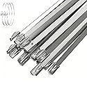 Xsourcer Metal Cable Zip Ties,100Pcs 270lbs Stainless Steel Zipties, 24 Inch Tensile Strength 304 Steel Wire Ties, Multi-Purpose Self-Locking Metal
