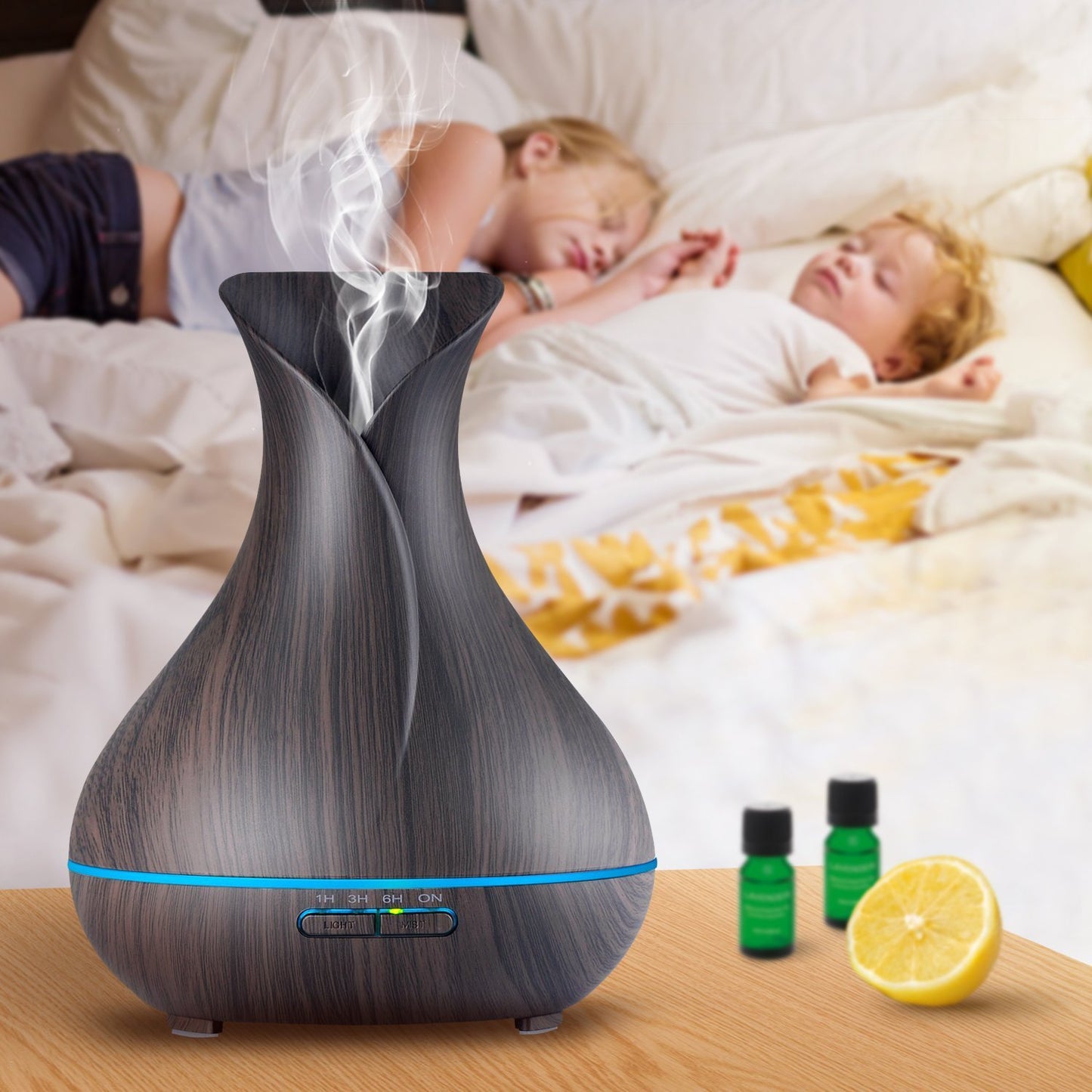 Aroma Essential Oil Diffuser with Wood Grain and Wonderful 7 Color Changing LED Lights for Home Spa Yoga Baby