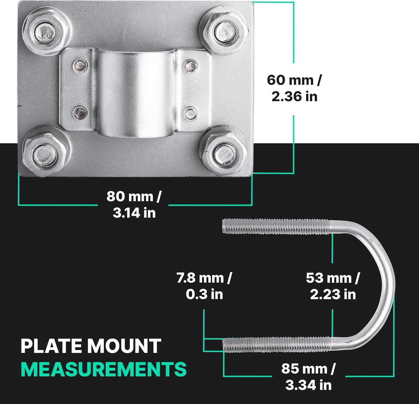 Helium Antenna Mast Mount for Pole Mounting Fixed U-Bolt Clamp Hardware Bracket Outdoor Roof Lora Hotspot Mining RAK Bobcat Nebra Sensecap Synchrobit