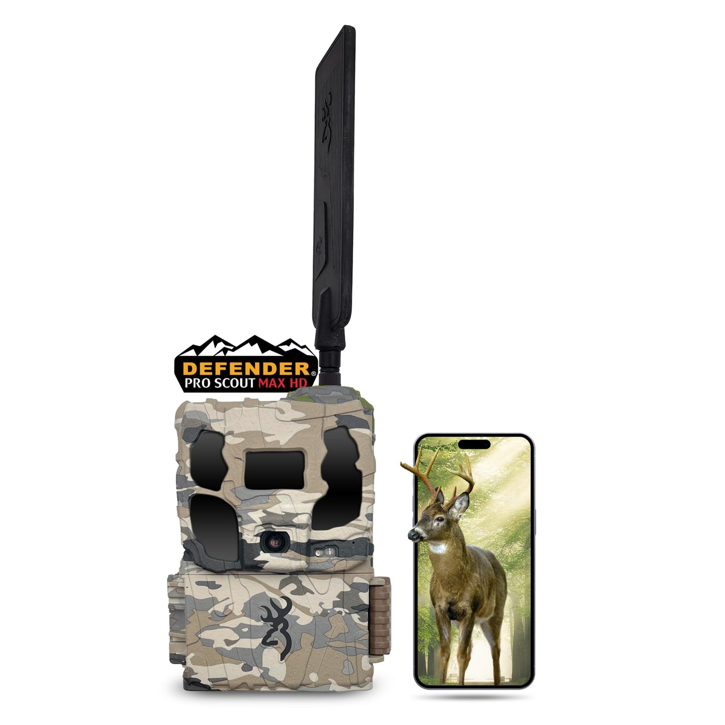 Browning Defender Pro Scout Max HD 24MP Dual SIM Cellular Trail Camera - Ultra High Gain Antenna, Smart Infrared Video, 100' Detection Range