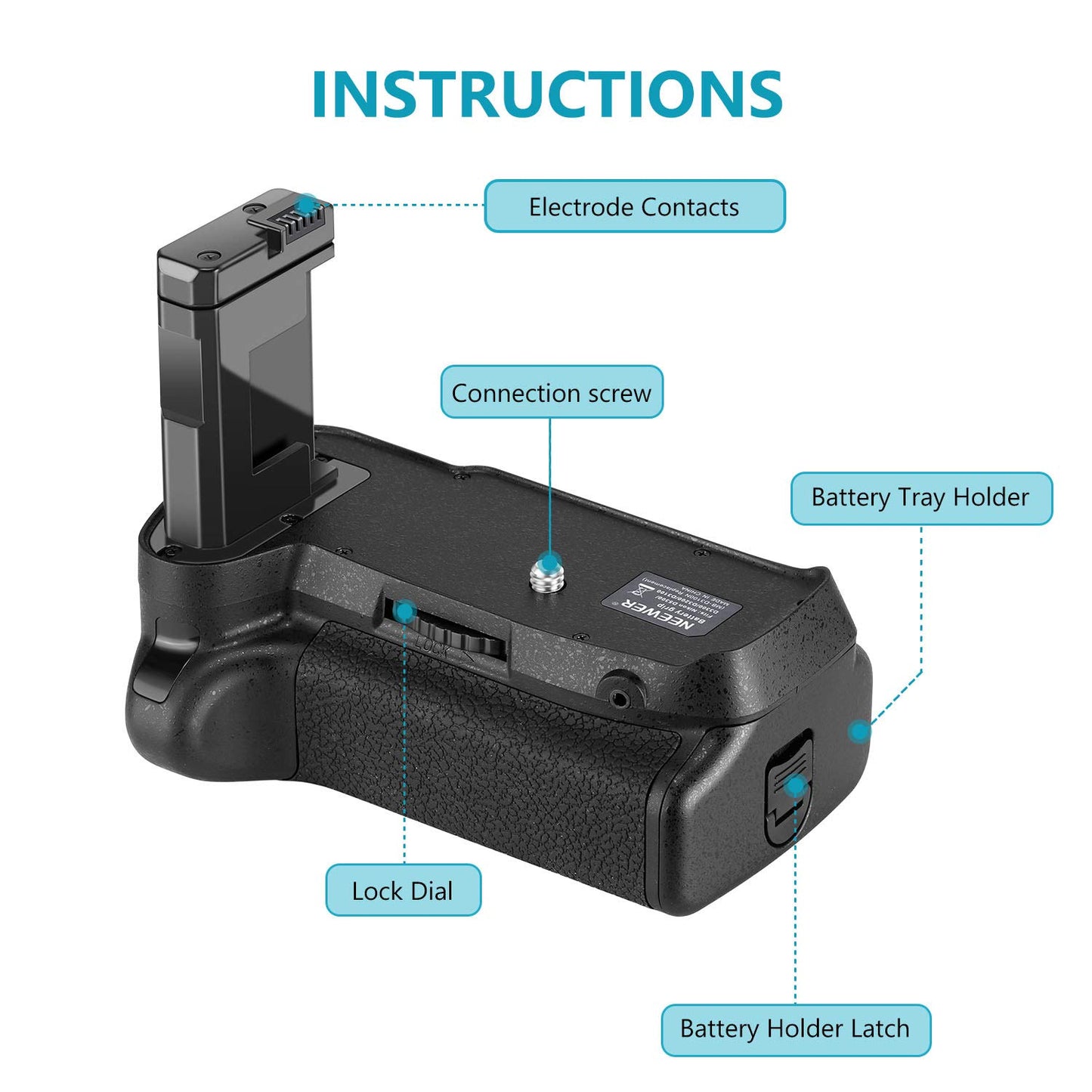 Neewer Professional Vertical Battery Grip Replacement for Nikon D3100/D3200/D3300/D5300 SLR Digital Camera, Works with 1 or 2 Pieces EN-EL14 Batteries