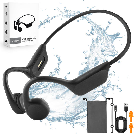 Banoshalo Swimming Headphones - IPX8 Waterproof, Bone Conduction, Wireless Bluetooth 5.3, MP3 Dual Mode, Stores 2500+ Songs, Underwater High Sound…