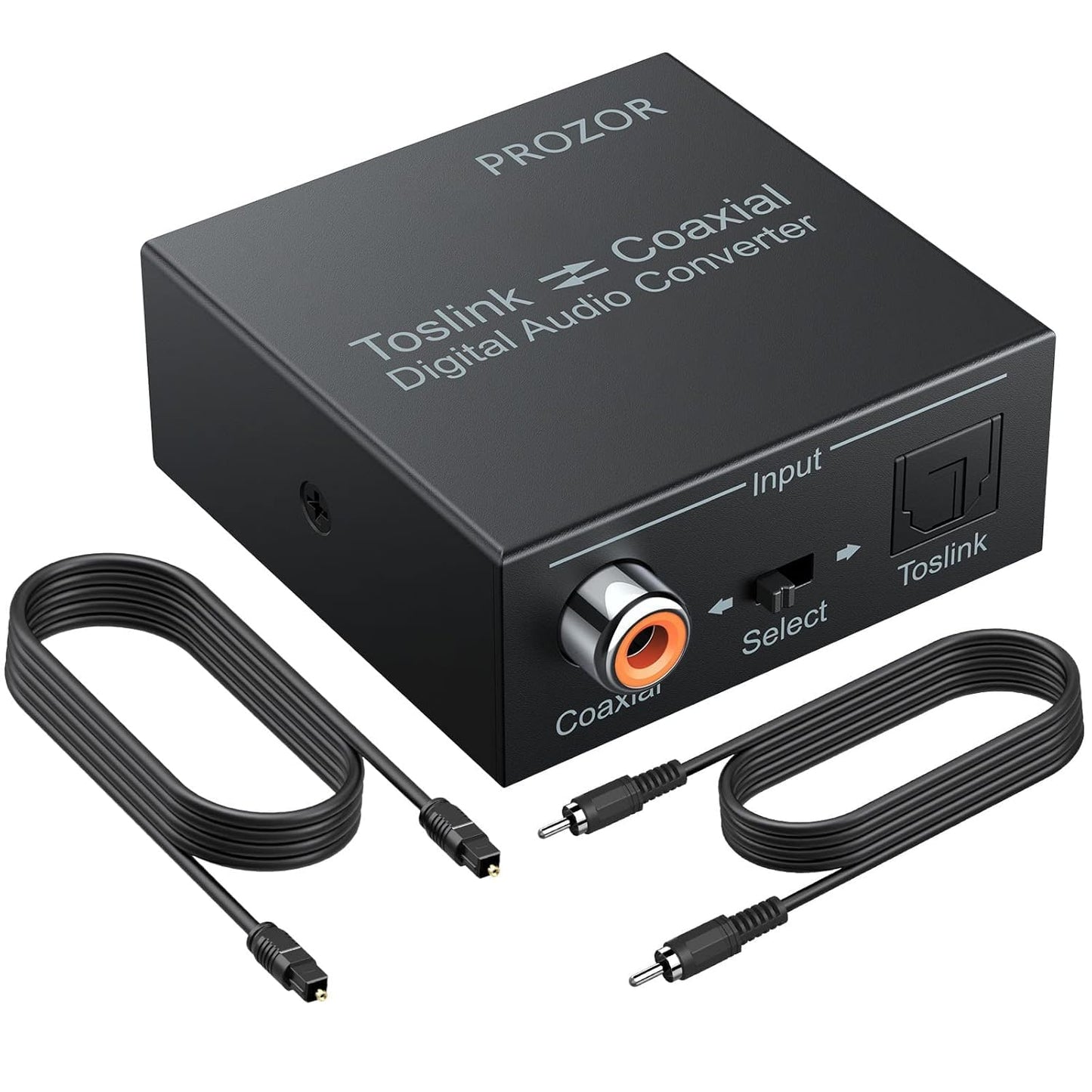 PROZOR 192K Bi-derectional Coaxial Optical Converter, Optical SPDIF Toslink to Coaxial, Coaxial to Optical SPDIF Toslink, Support DTS/Dolby-AC3