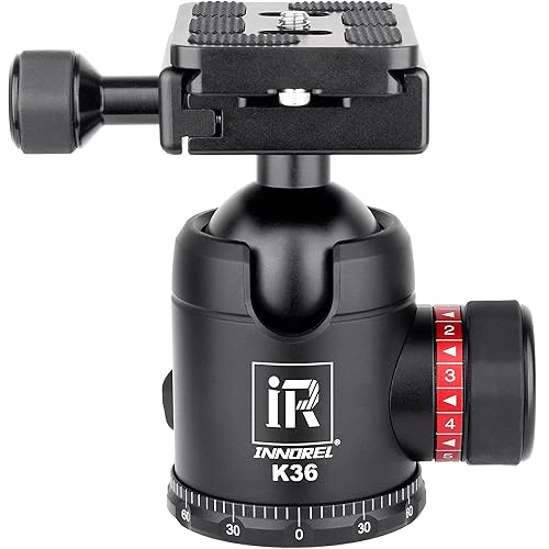 36mm Tripod Ball Head Universal Ballhead INNOREL K36 CNC Aluminum Alloy Professional Structure with Two 1/4" Screw Arca Swiss Quick Release Plates Max
