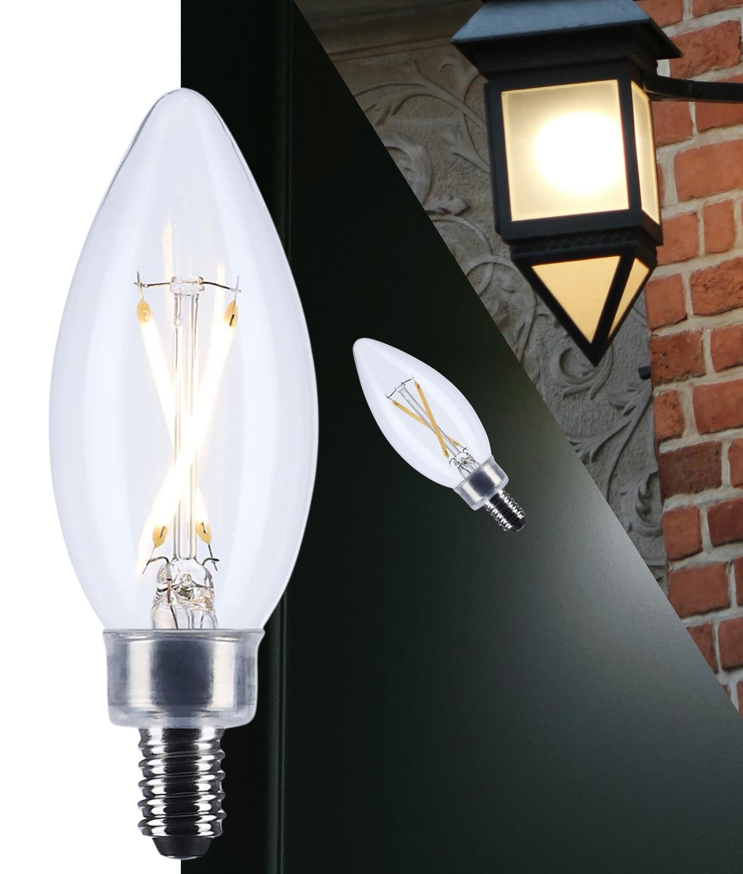Satco 3W LED B11 Candle Light Bulb 3000K Soft White 200 Lumens Clear Finish E12 Candelabra Base Dimmable 300 Degree Beam Enclosed Fixture Rated Wet