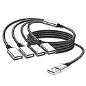 MOGOOD 4 in 1 USB Splitter Cable, USB to 4 USB Adapter, USB Power Splitter for Data Charging, PC, Mac, Car, Xbox One, PS4, PS5
