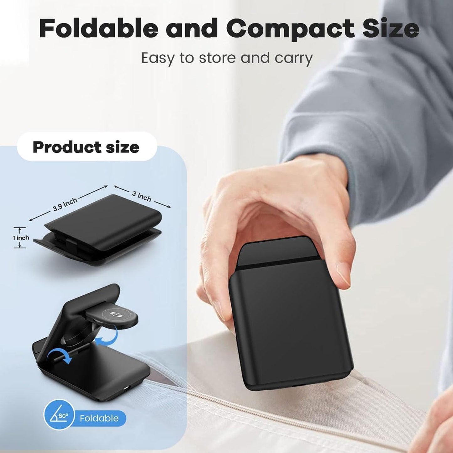 Wireless Charger for Samsung Galaxy z Flip & Watch Combo - 2 in 1 Foldable Wireless Charging Station for Flip 7/6/5/4, Motorola Razr+, Galaxy Watch