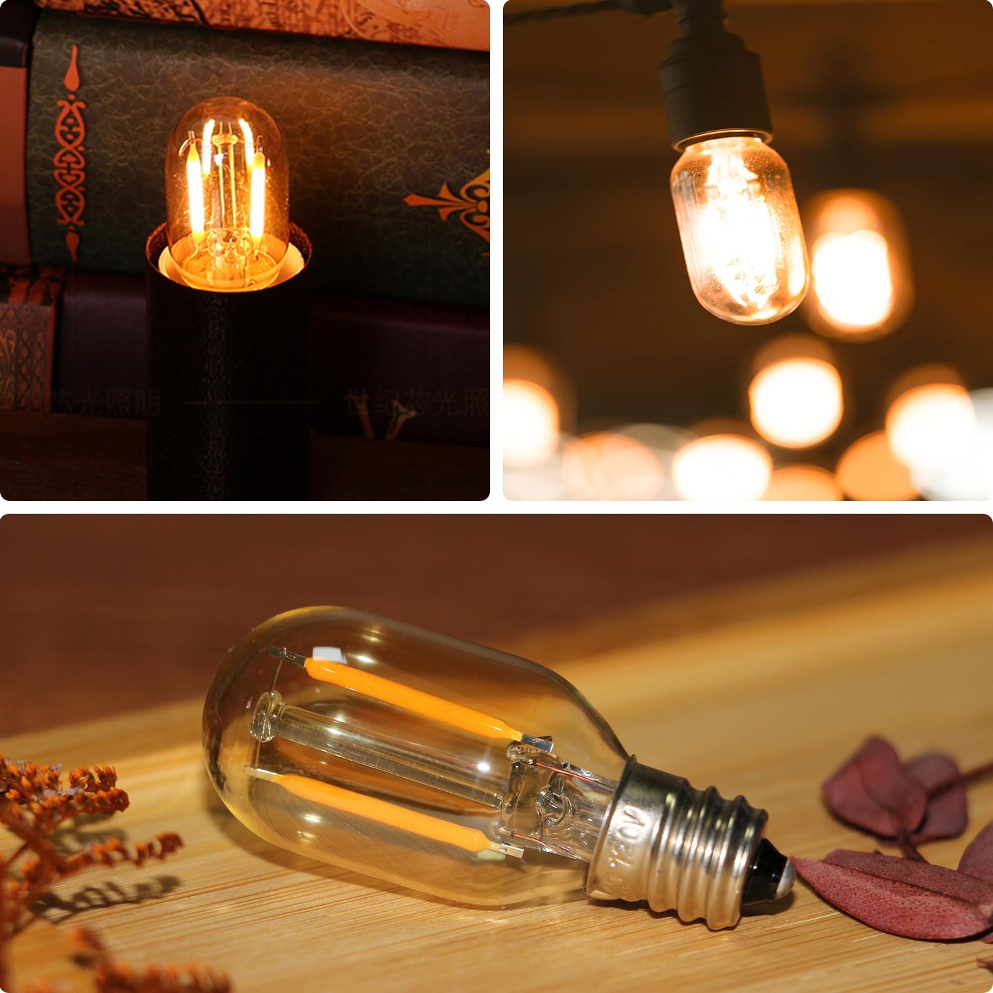 FANNIS 6 Pack T22 LED Night Light Bulbs, E12 Candelabra Bulb 10 Watt Equivalent, 10000+ Hours 2200K Amber Warm Light Bulb, 1W Low Wattage Replacement