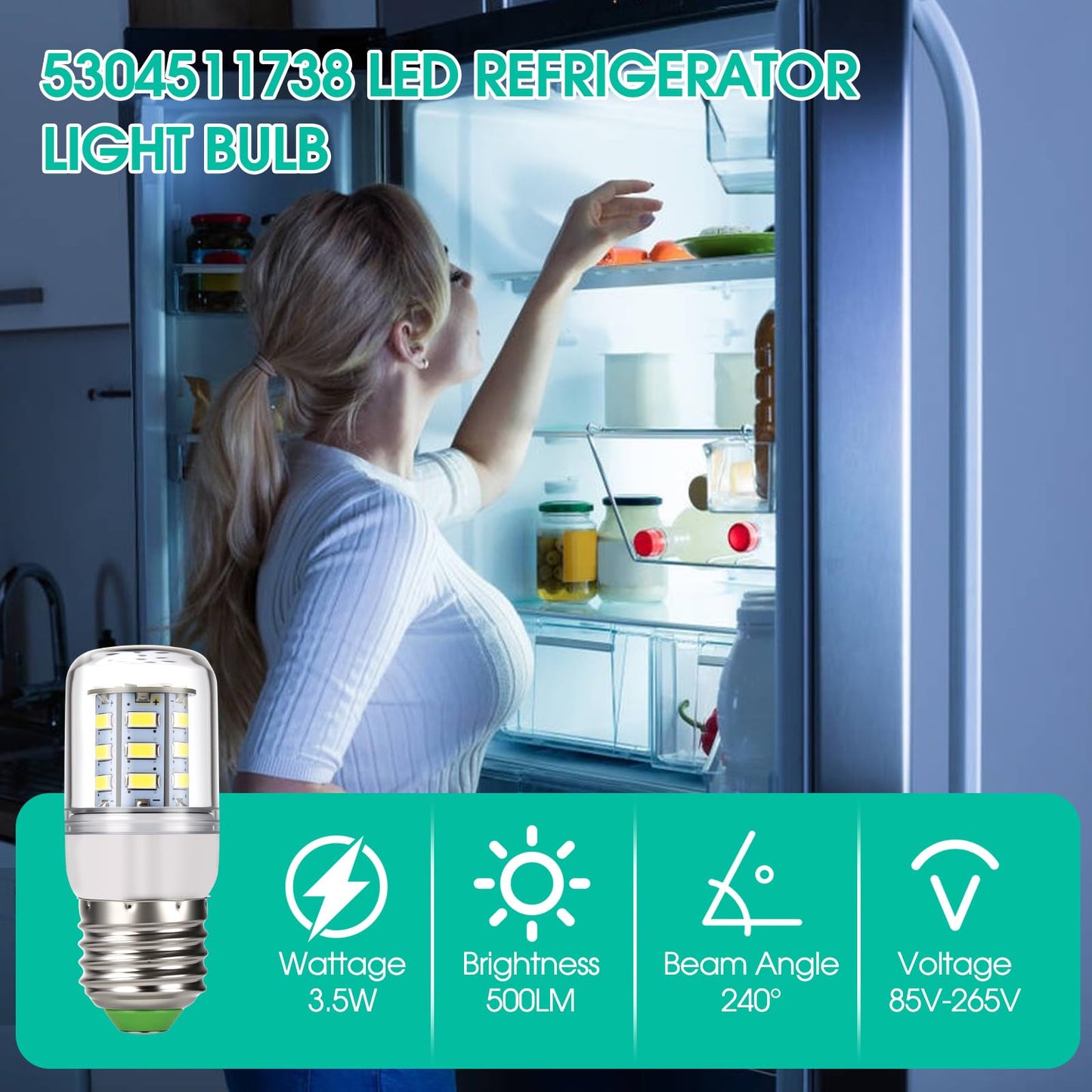 5304511738 KEI D34L Refrigerator Light for Frigidaire and Kenmore (2 Pack)