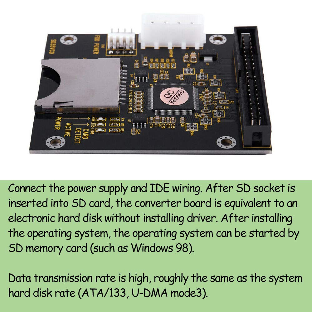 KOOBOOK 1Pcs SD SDHC Card to IDE 3.5" 40Pin Male Adapter Male IDE Hard Disk Drive Adapter