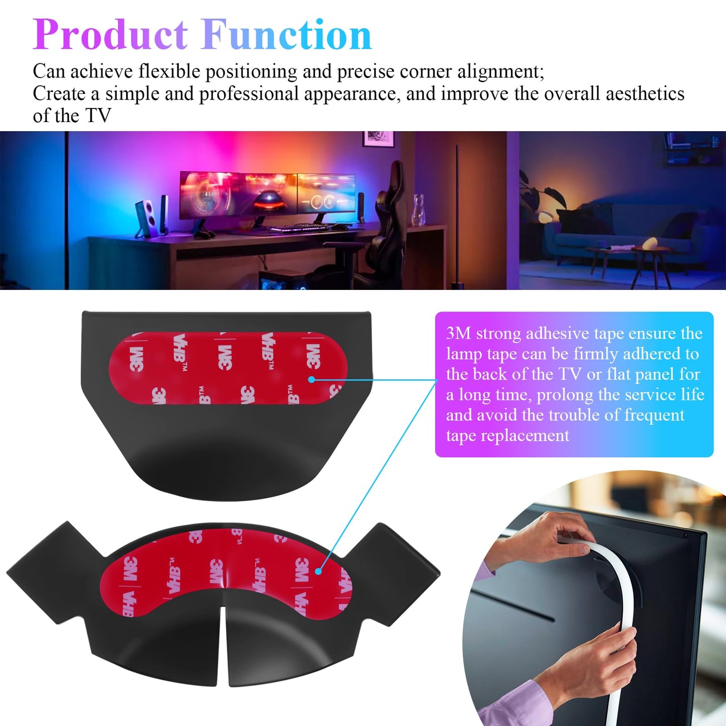 Upgraded Brackets Set Fit for Philips Hue Play Gradient Light Strip, Compatible with 55" 65" 75" Hue TV Lightstrip, Light Strip Brackets Kit, LED